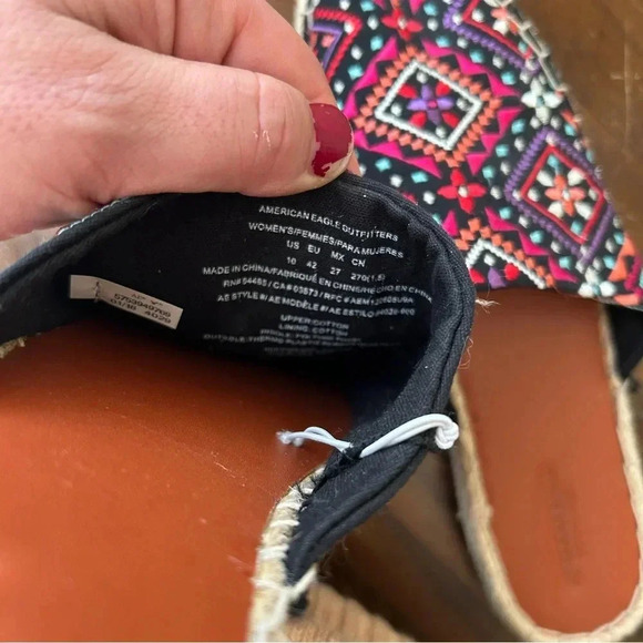 American Eagle Embroidered Boho Espadrille Mules Size 10 - Picture 3 of 7
